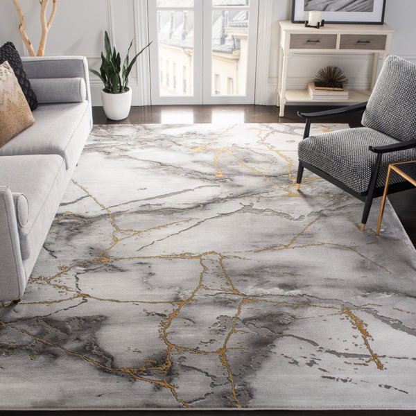 Wade Logan® Swindle Abstract Area Rug in Gray/Gold & Reviews Wayfair